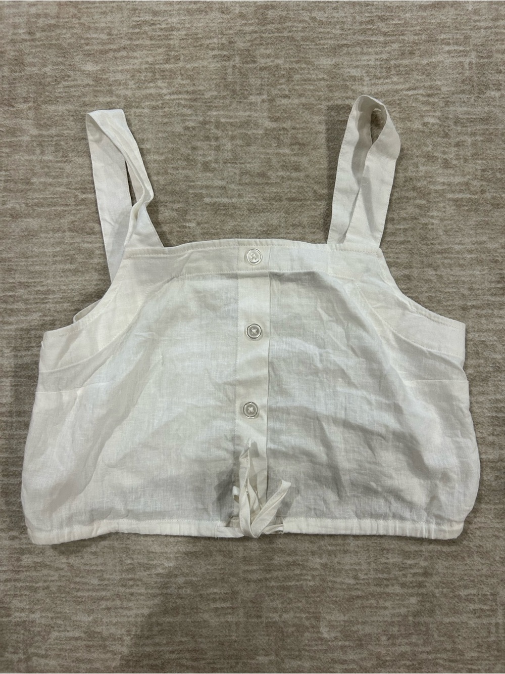 a new day White Linen Button-Front Crop Tank